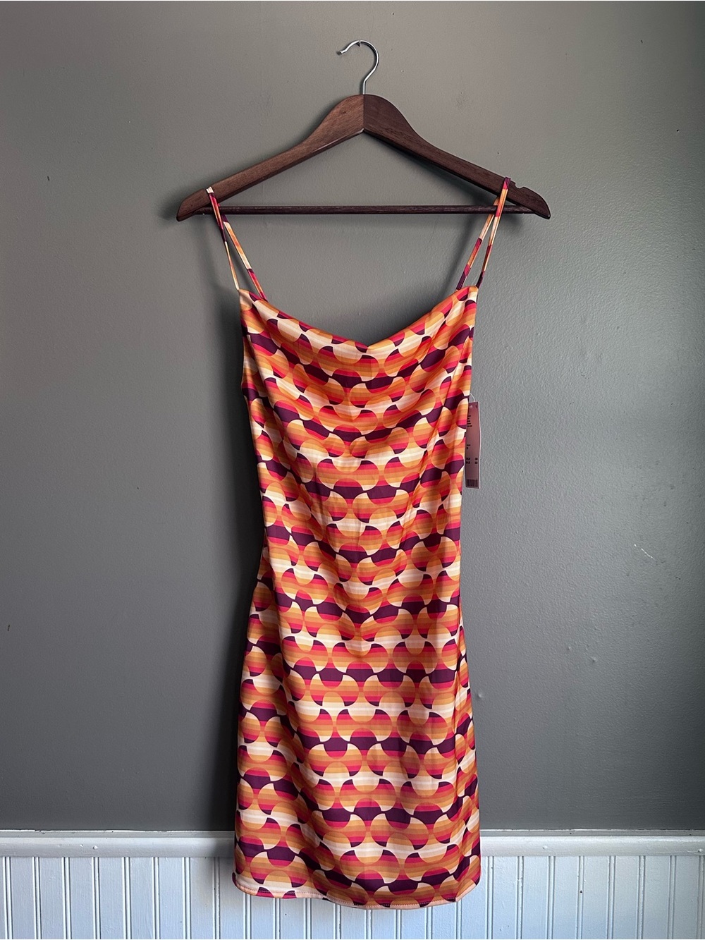 Urban Outfitters Mallory Mini Slip Dress 
Color Orange Tangerine Mod Print